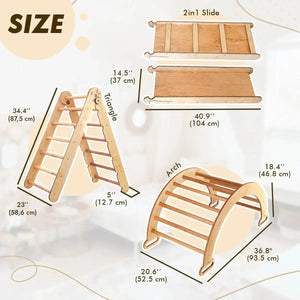 4in1 Montessori Climbing Set: Triangle + Arch + Slide + Cushion