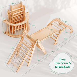 4in1 Montessori Climbing Set: Pickler Triangle + Arch + Slide + Climbing Net