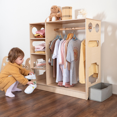 Montessori Wardrobe for Kids in Natural Wood