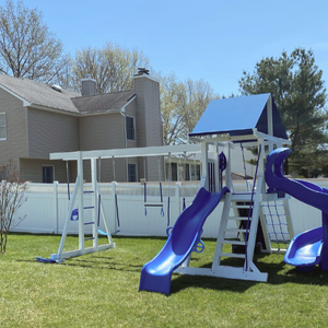 Galaxy Vinyl Swing Set with spiral slide