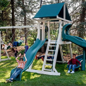 Galaxy Vinyl Swing Set with spiral slide