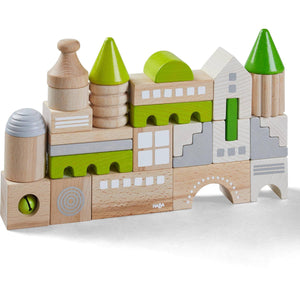 HABA USA Coburg 28 Piece Wooden Building Blocks House