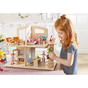 HABA USA Little Friends Dollhouse Town Villa with Furniture Lifestyle 1