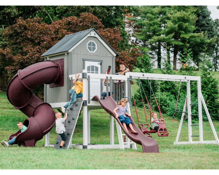 mercury playhouse with swing set