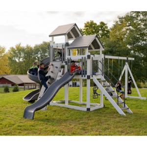 space shuttle swing set with two slides