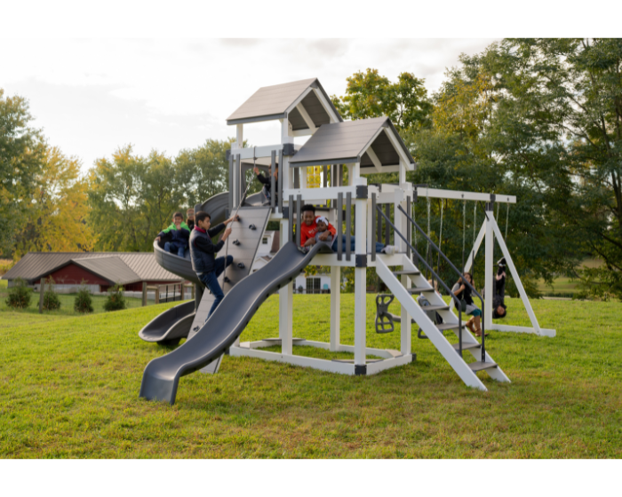 space shuttle swing set with two slides