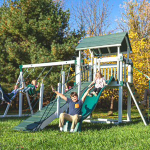 Star Quality Swing Set Silver Star Vinyl Swing Set lifestyle