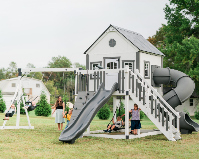 large playhouse for kids with swing