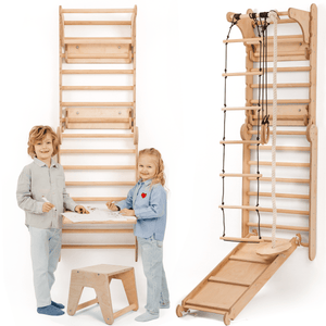 Swedish Wall for Kids + Swings+ Slide + Art Add-on