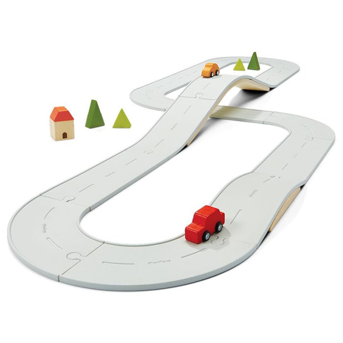 PlanToys Rubber Road & Rail Set – Large Front View