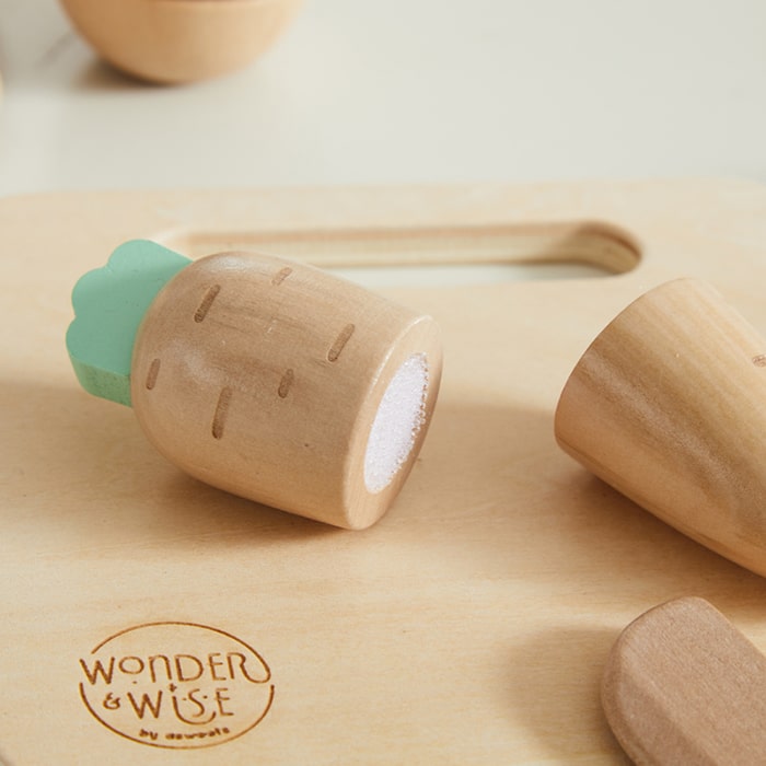 Wonder & Wise Table It Wooden Fruit & Veggies Play Food Carrot Close Up