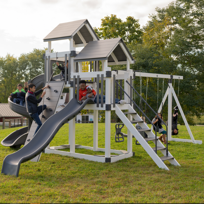 star quality swing sets space shuttle vinyl swing set with spiral slide