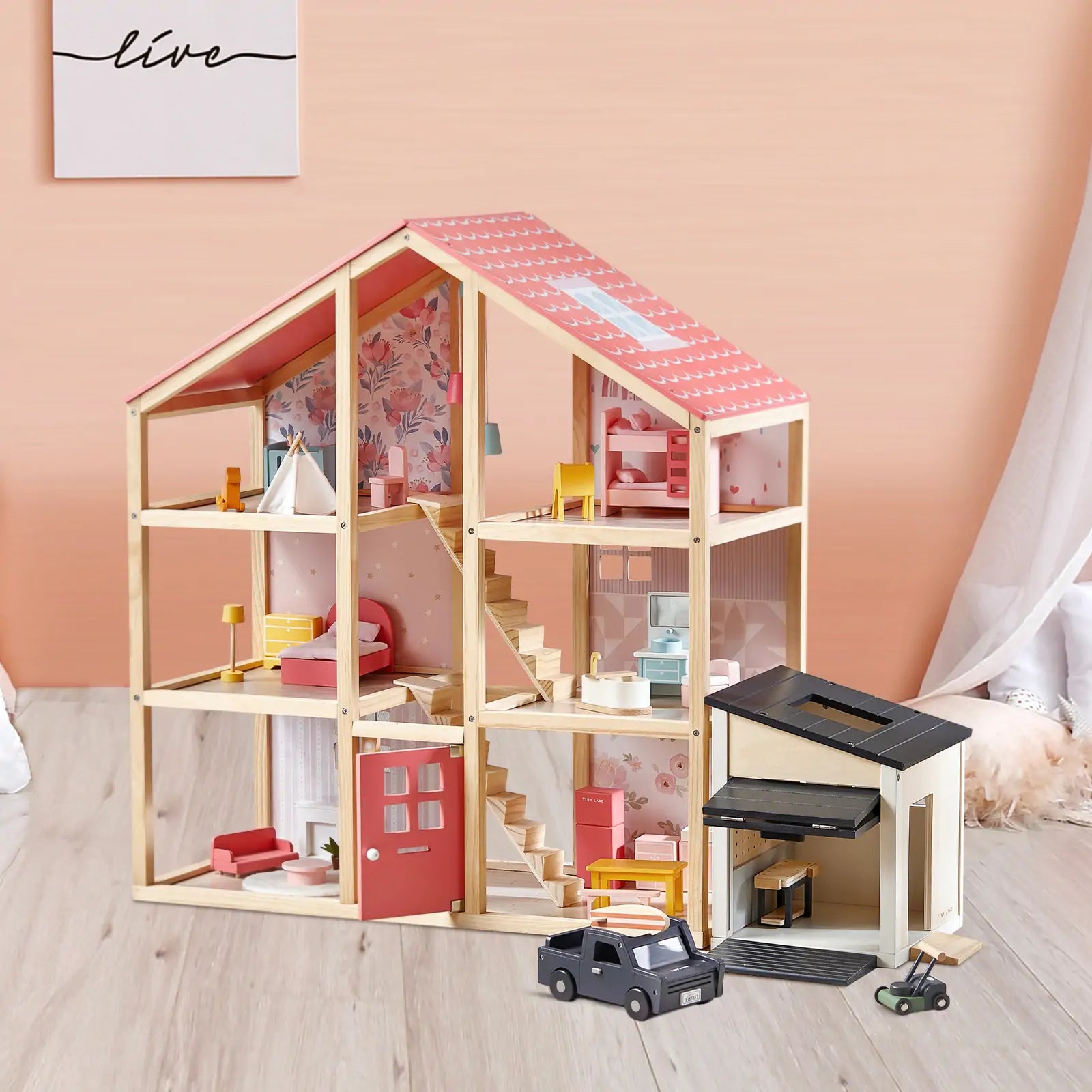 Tiny Land® Wooden Dollhouse Garage