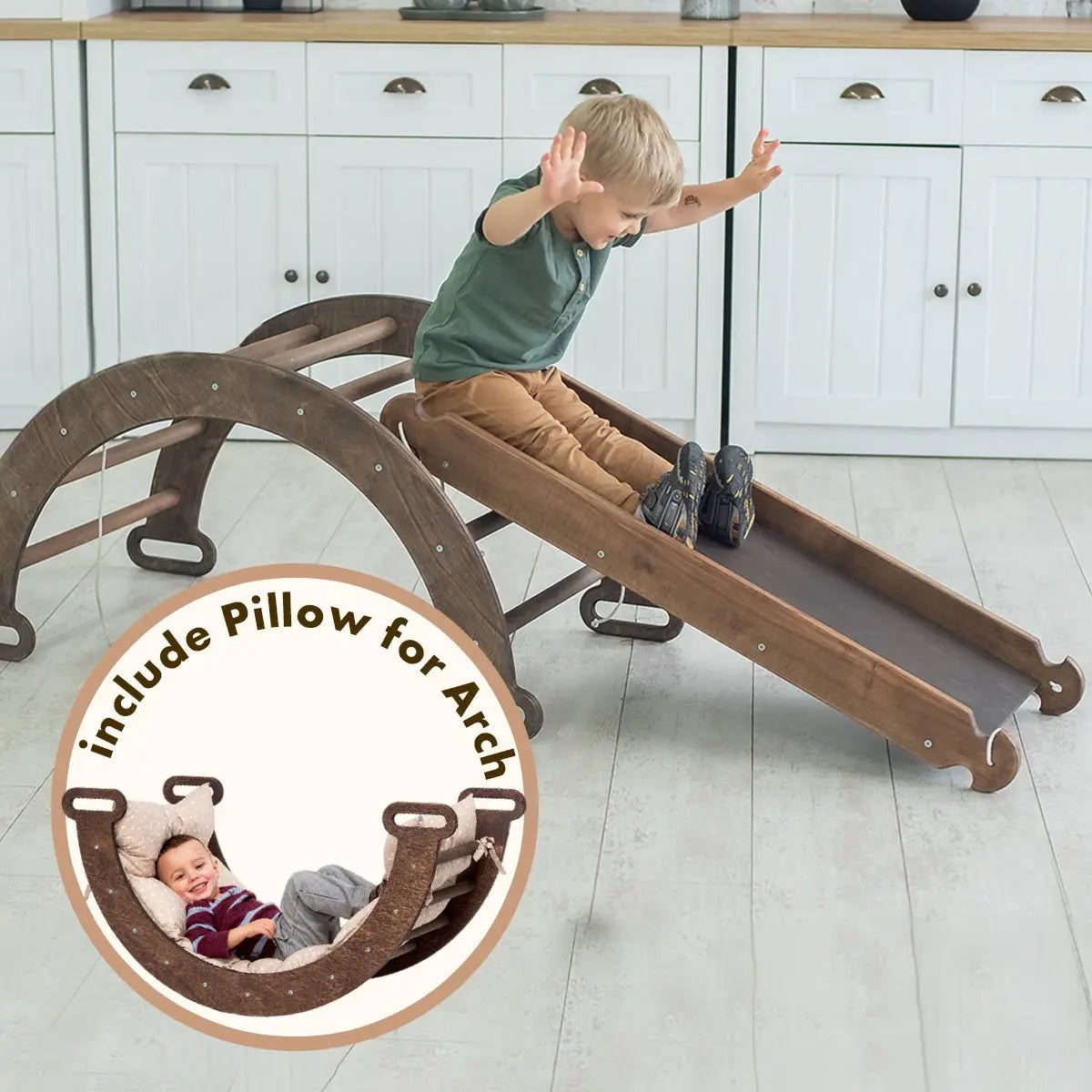 3in1 Climbing Set: Arch + Slide + Cushion