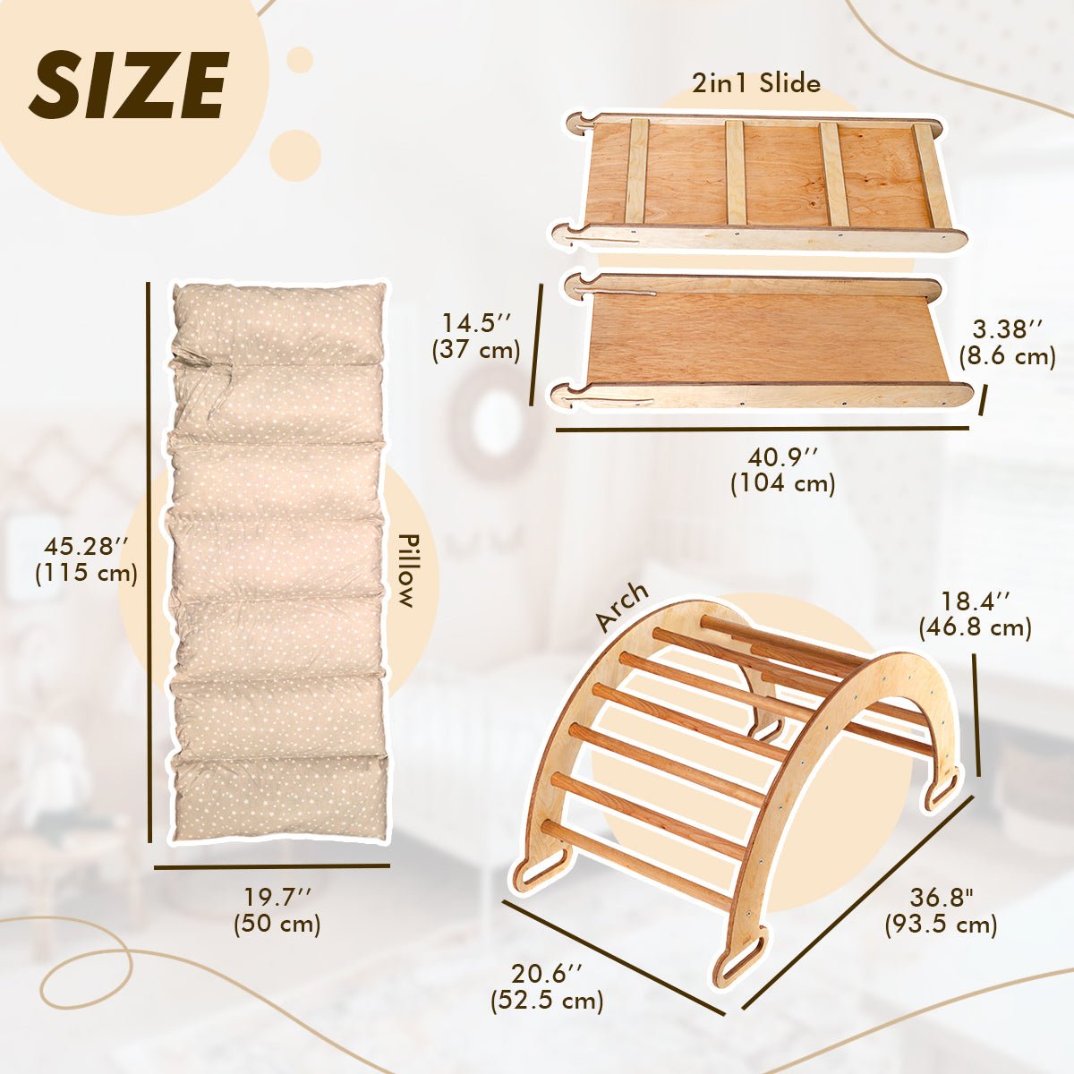 3in1 Climbing Set: Arch + Slide + Cushion