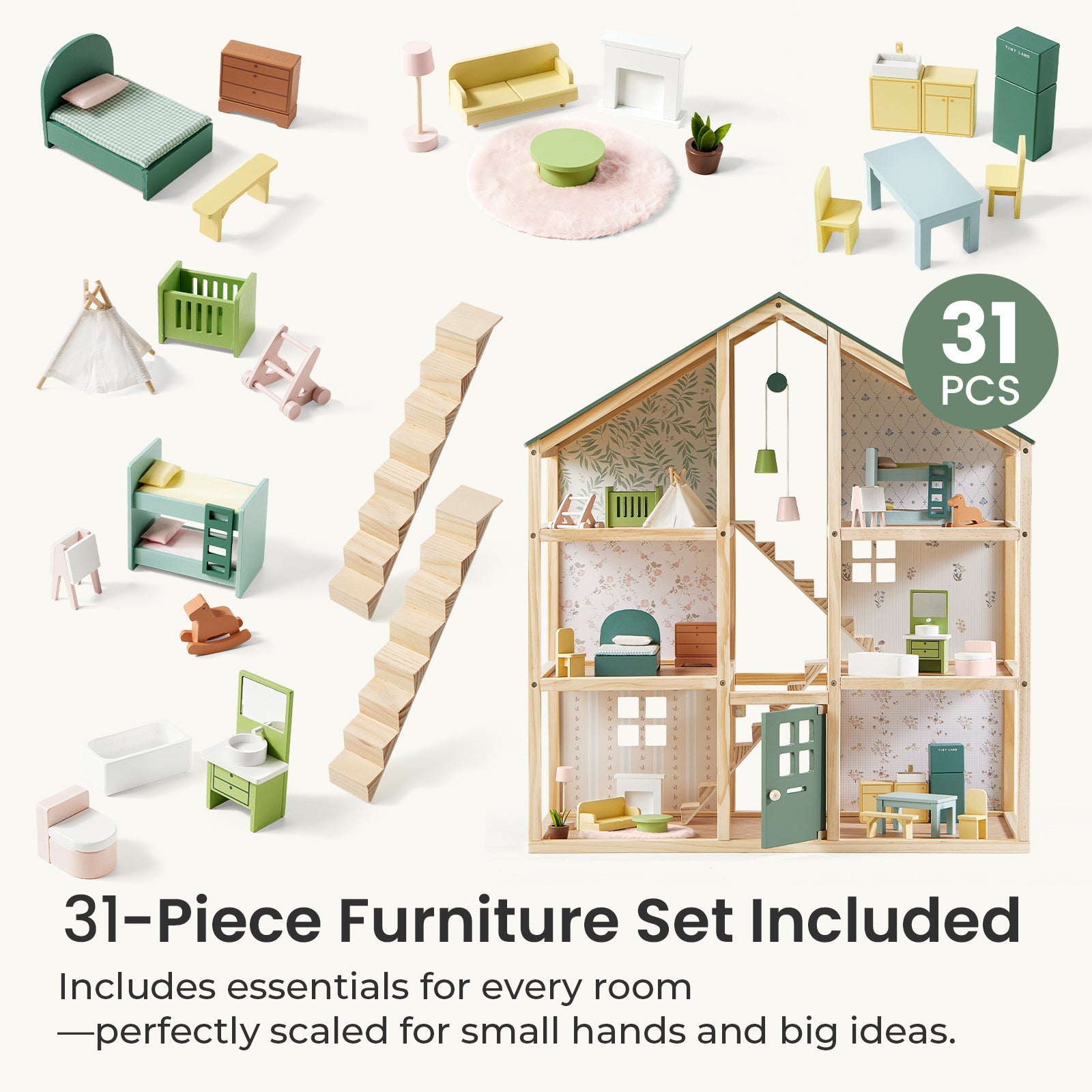 Tiny Land® Sweetwood Evergreen Dollhouse