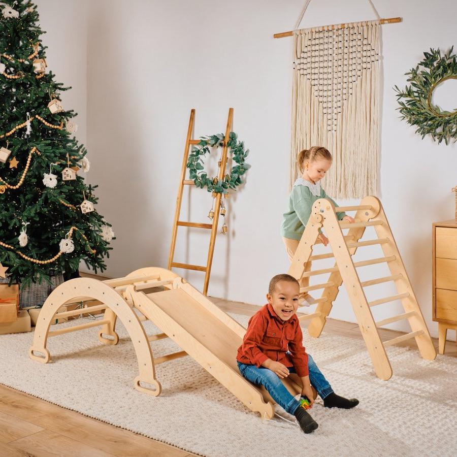 4in1 Montessori Climbing Set: Triangle + Arch + Slide + Cushion