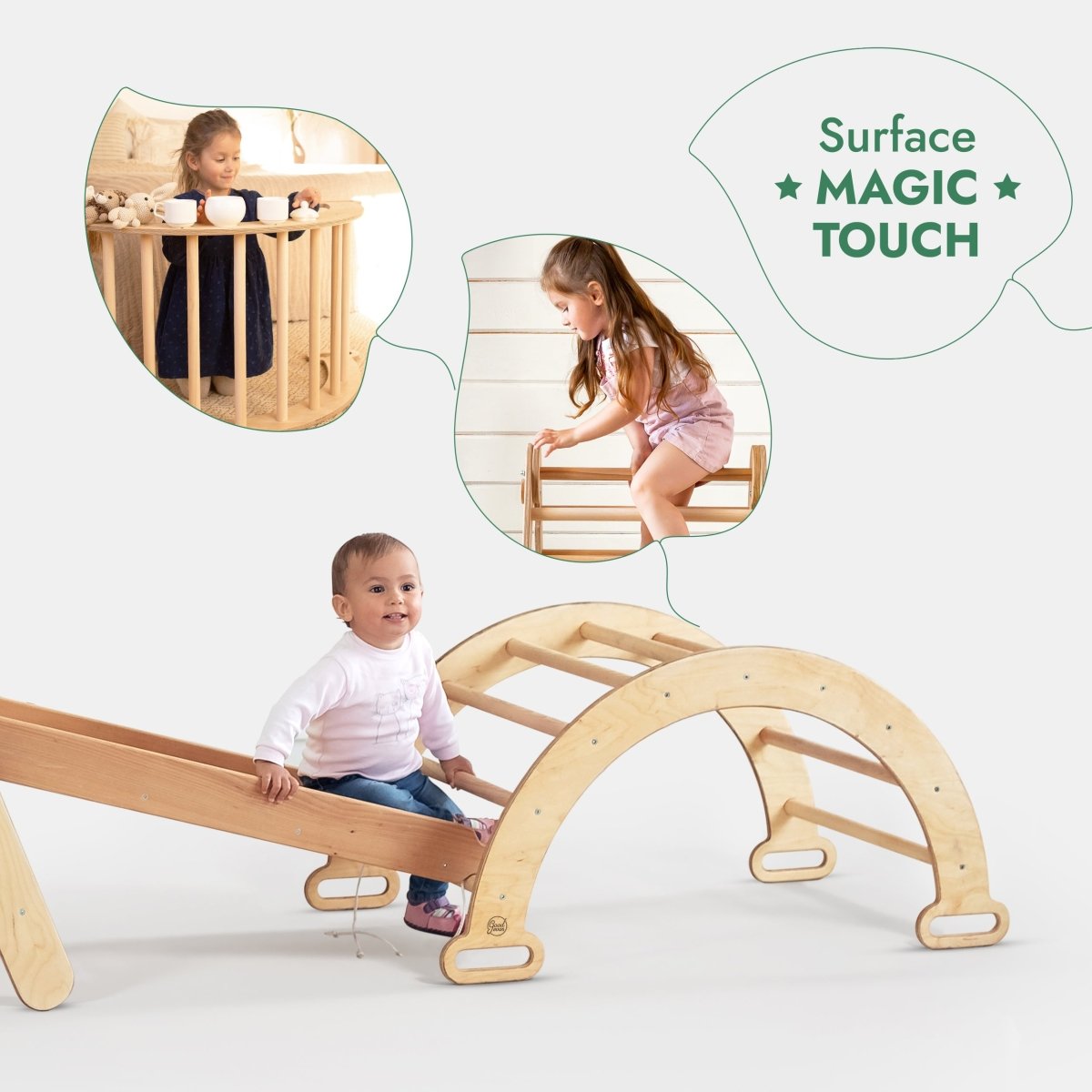 4in1 Montessori Climbing Set: Pickler Triangle + Arch + Slide + Climbing Net
