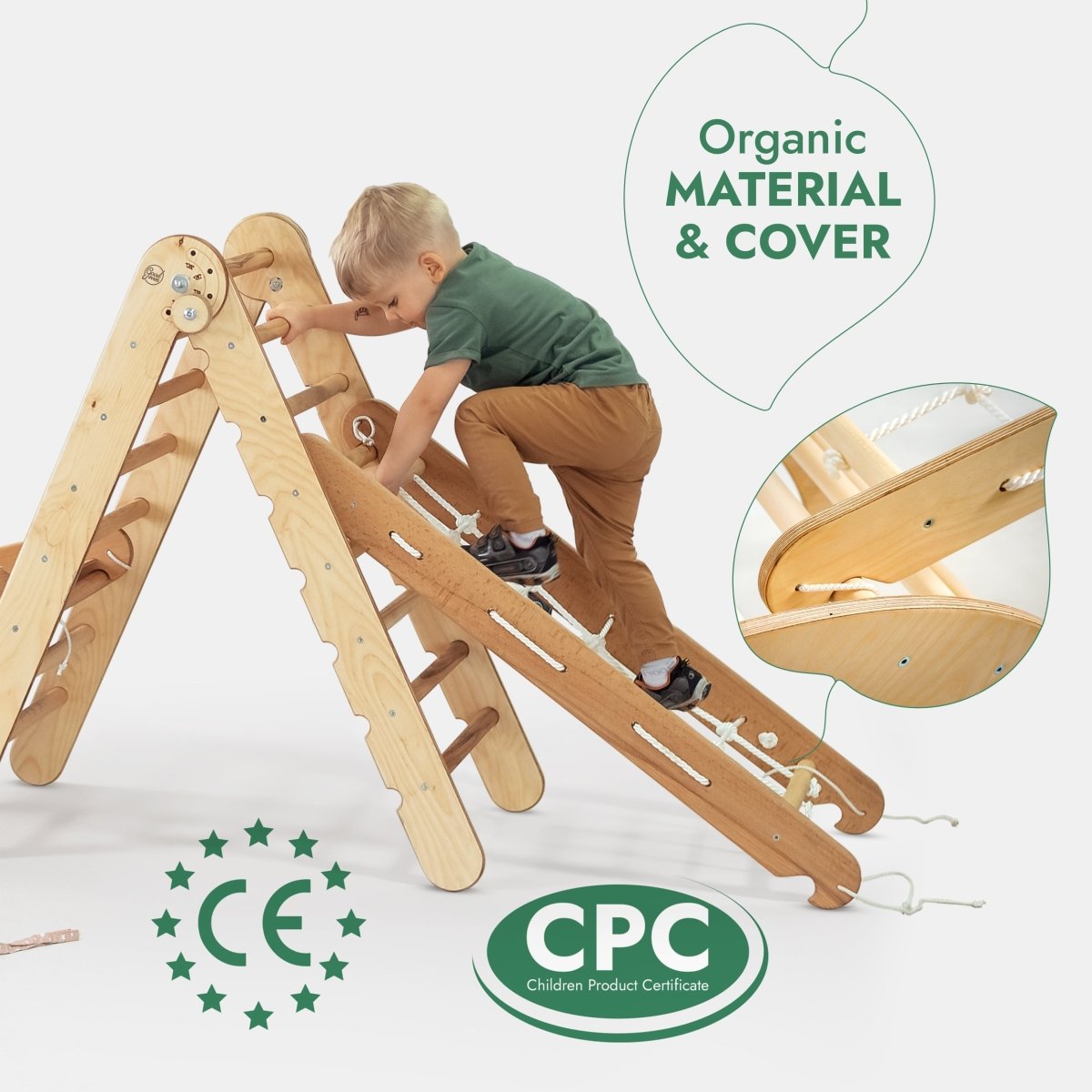 5in1 Montessori Climbing Set: Triangle + Arch + Slide + Climbing Net + Cushion