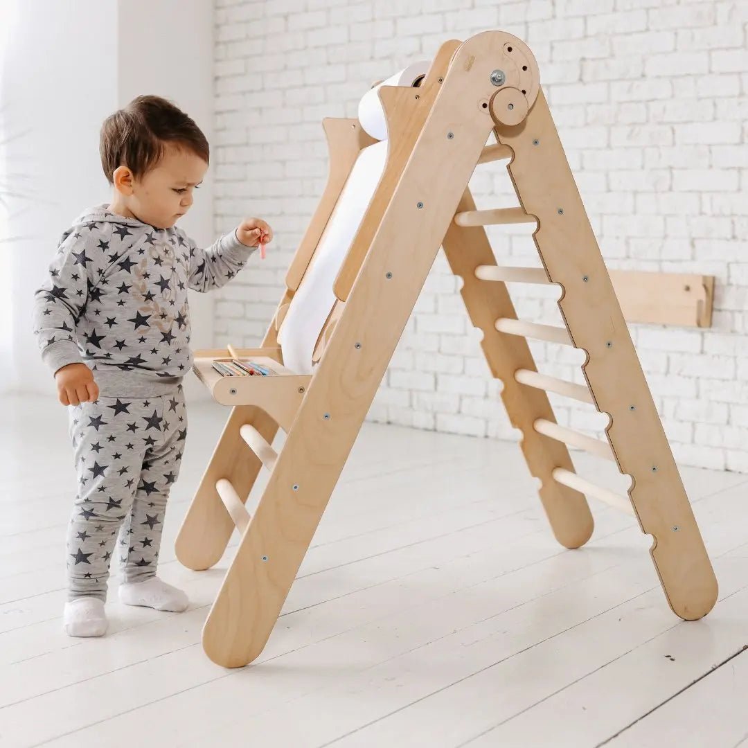 5in1 Montessori Climbing Set: Triangle + Arch + Slide + Climbing Net + Art Addition