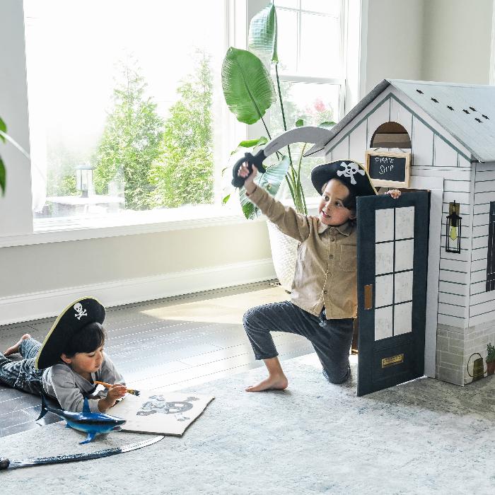 Modern Farmhouse Cardboard Playhouse pirate game