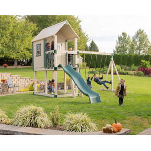 playstation front view outdoor playhouse with slide