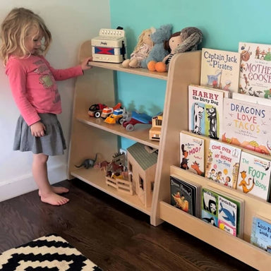 RAD Children's Furniture Tiered Montessori Bookshelf With Toddler