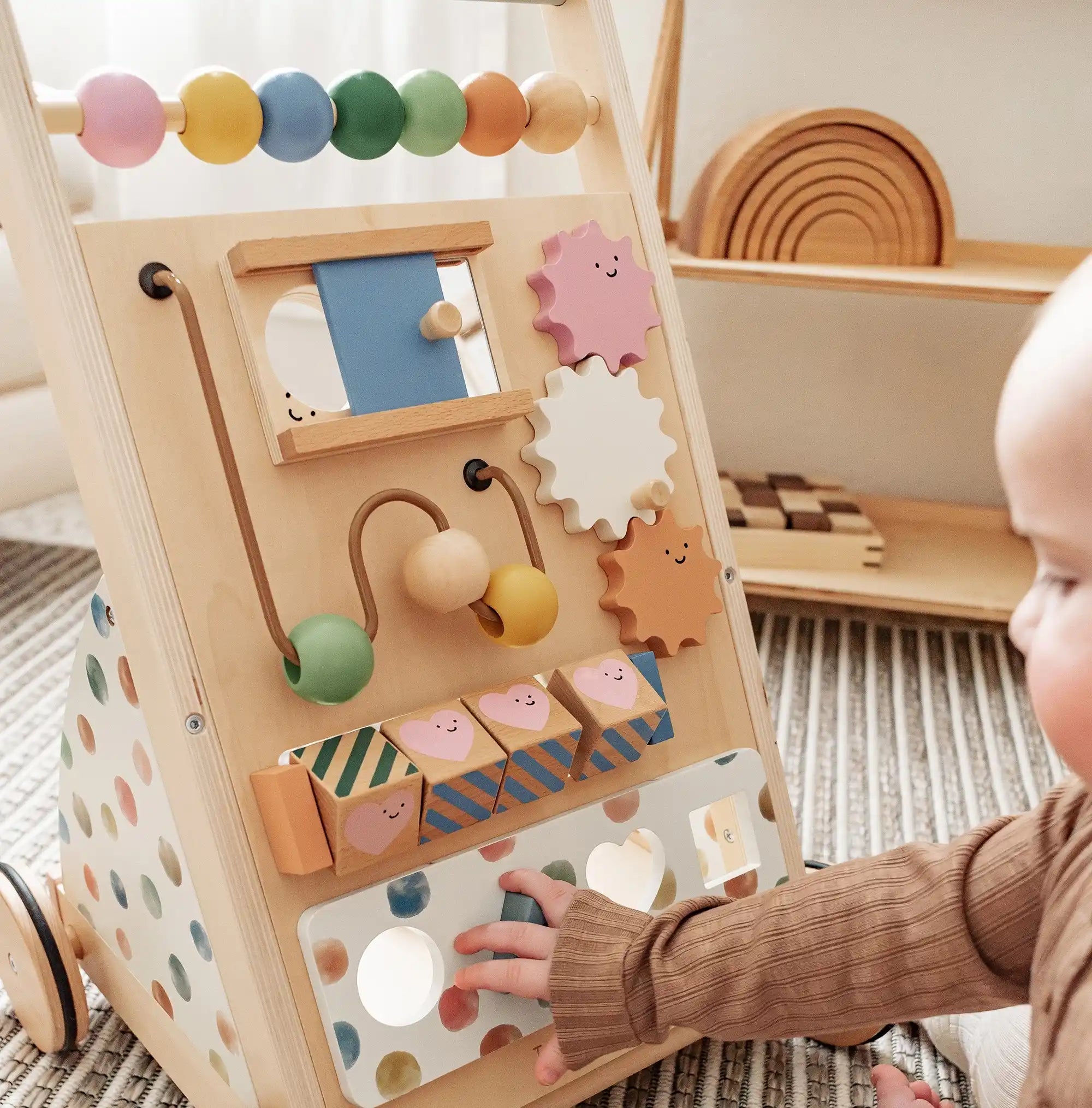 Tiny Land® Natural Wooden Baby Walker