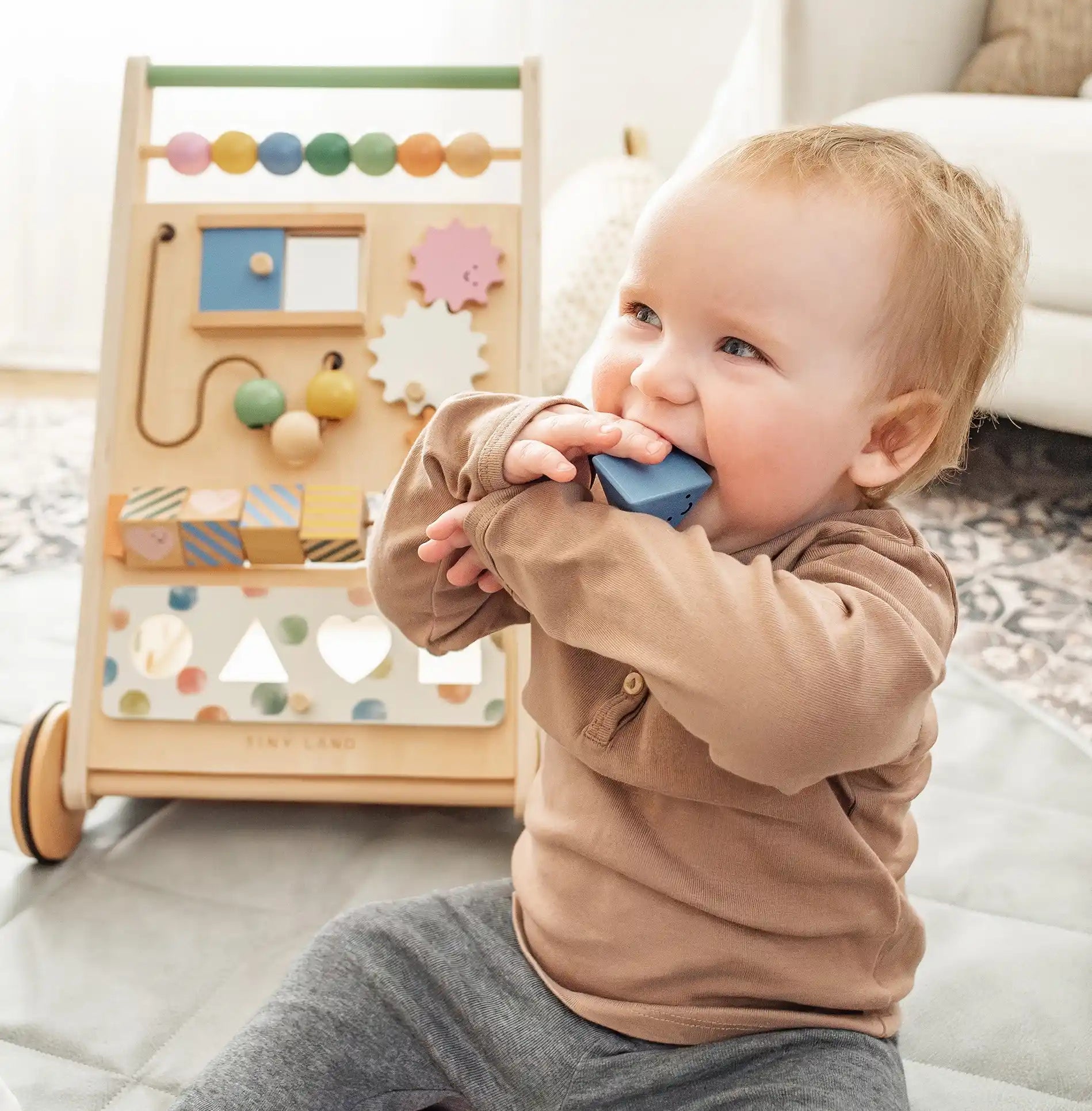Tiny Land® Natural Wooden Baby Walker