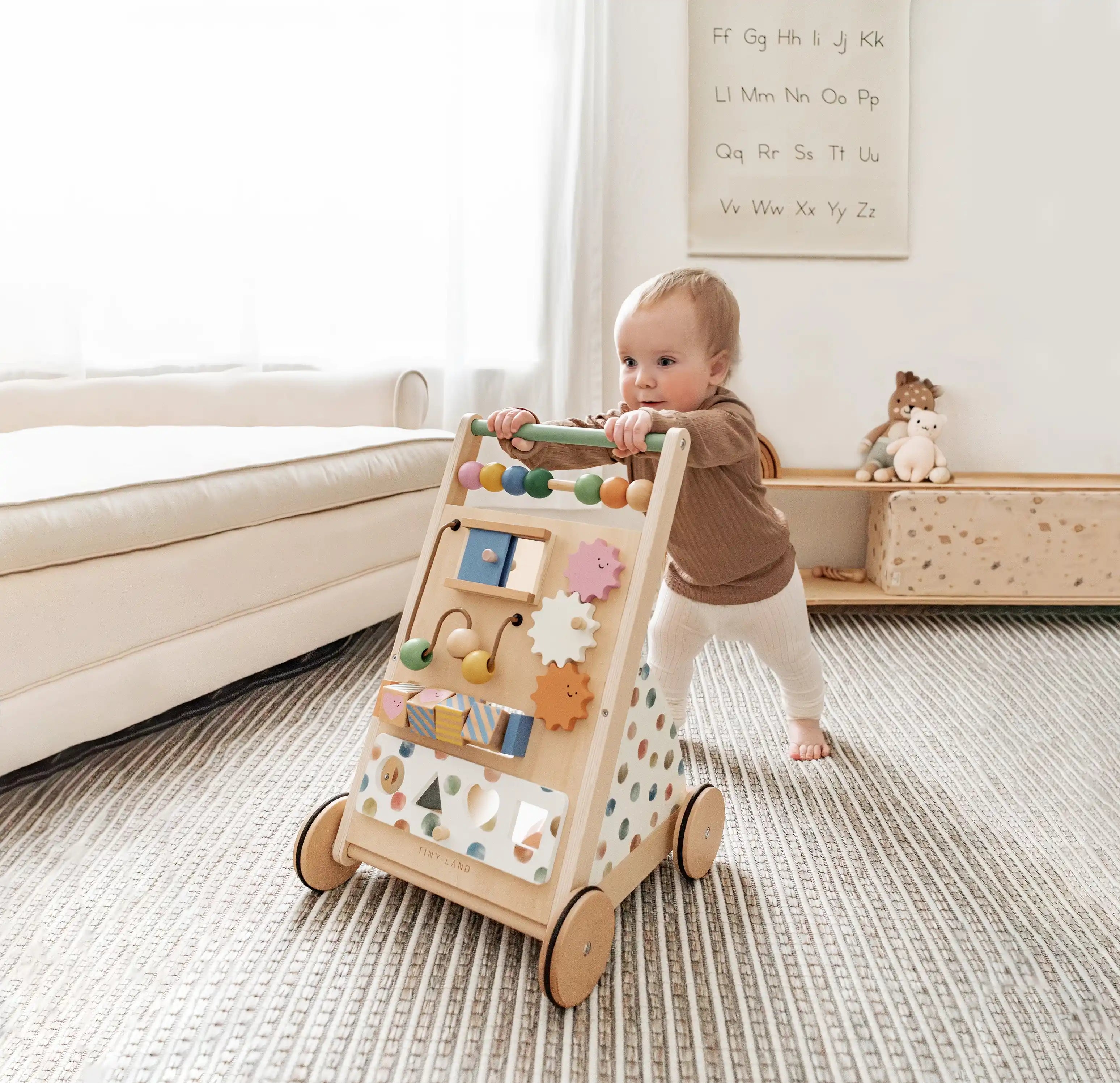 Tiny Land® Natural Wooden Baby Walker