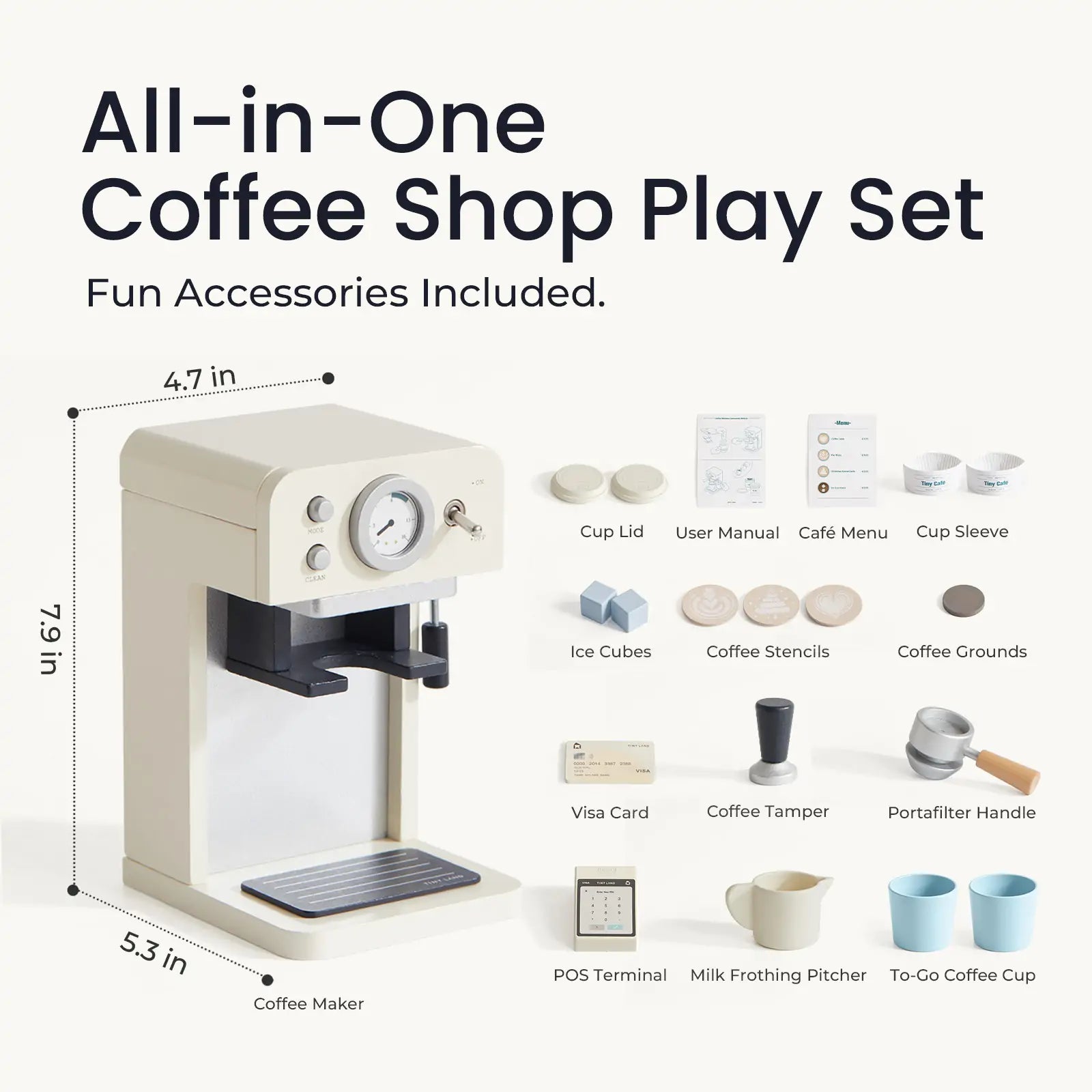 Tiny Land® Wooden Café Play Set for Kids