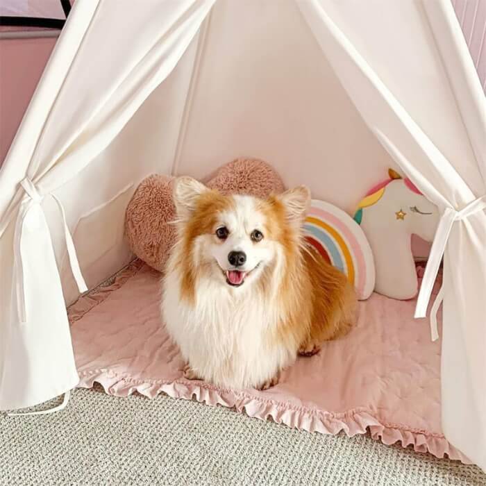 Tiny Land® Teepee for Kids with Mat Fur Baby
