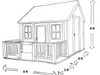 Whole Wood Playhouses Blackbird white with black trim  meaurements