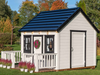 Whole Wood Playhouses Blackbird white with black trim side view