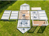 Whole Wood Playhouses Blackbird white with black trim  laid out