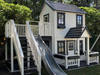 Whole Wood Playhouse two Story Playhouse prince left corner