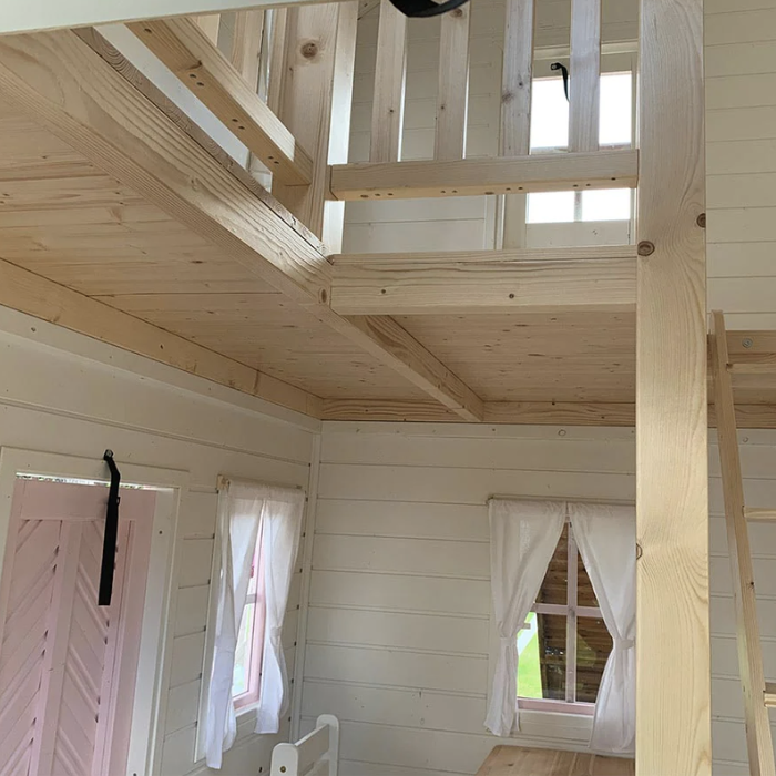 Whole Wood Playhouse two story playhouse with slide pricess loft