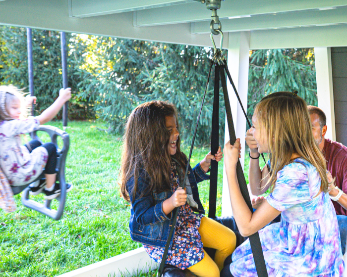 Bright Star Vinyl Swing Set with tire swing