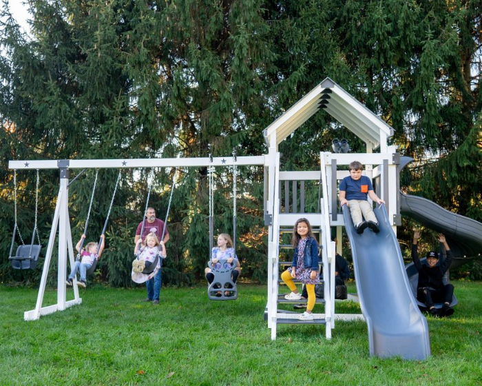 Bright Star Vinyl Swing Set with two slides