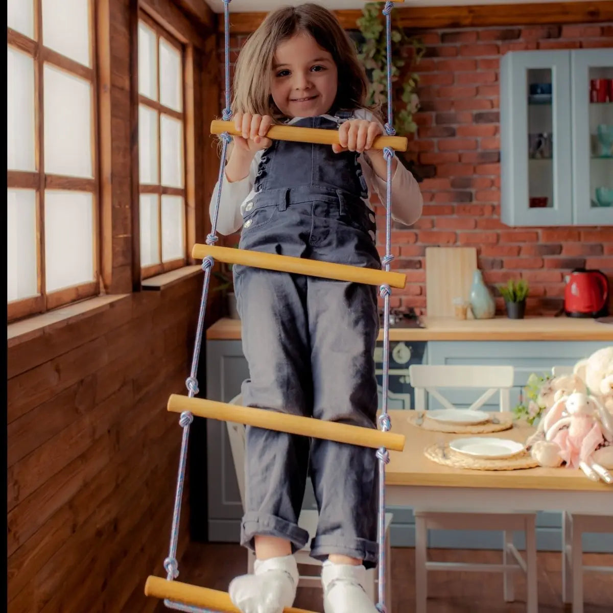 Kids Climbing Rope Ladder