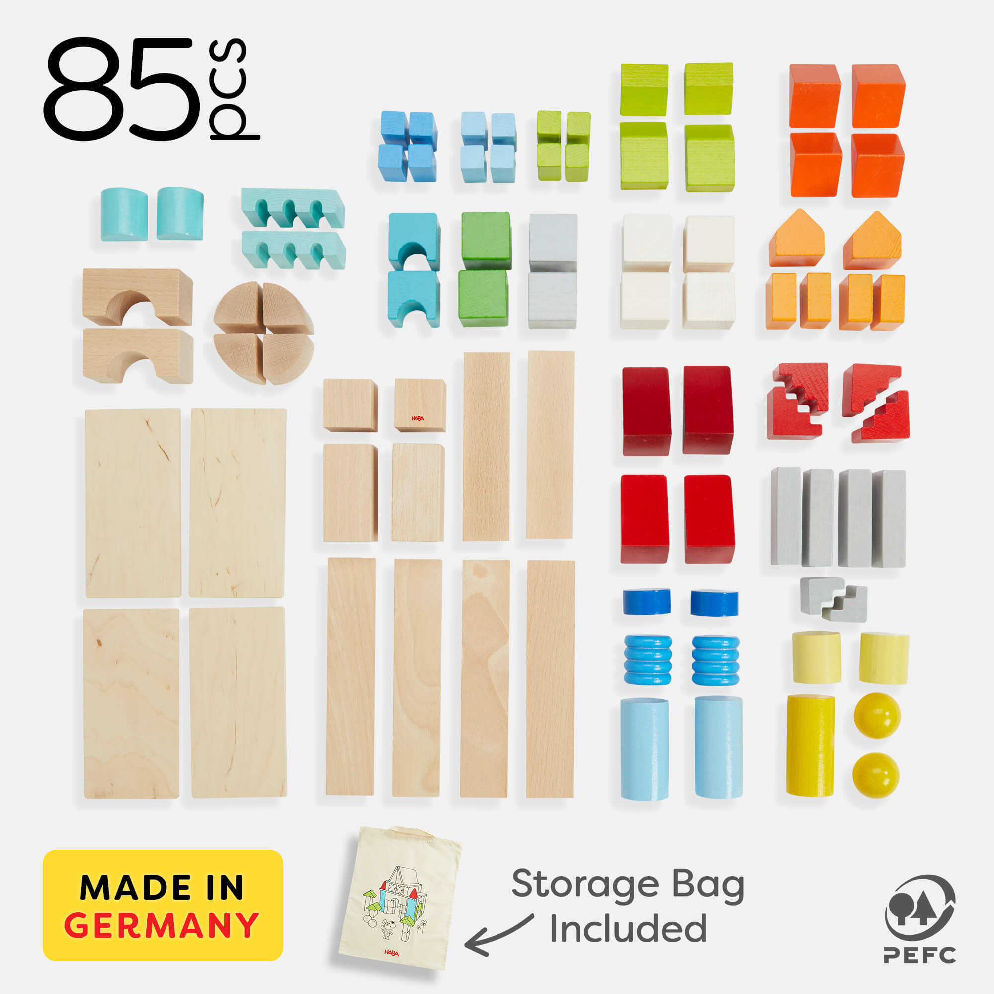 HABA Colored Building Blocks | 85 Piece Set
