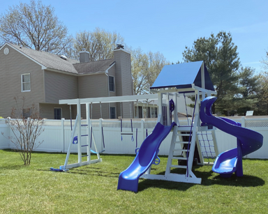 Galaxy Vinyl Swing Set with spiral slide