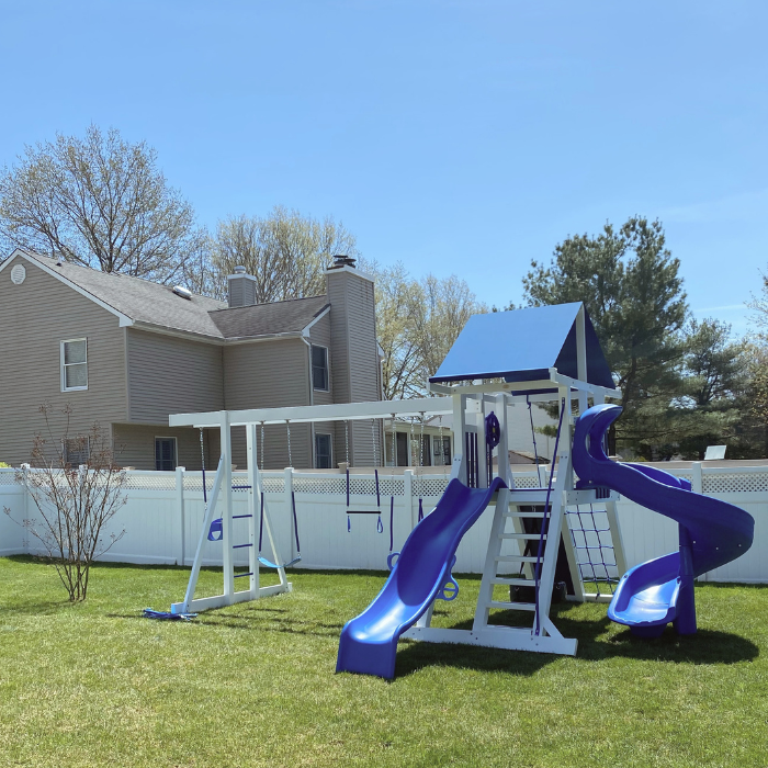 Galaxy Vinyl Swing Set with spiral slide