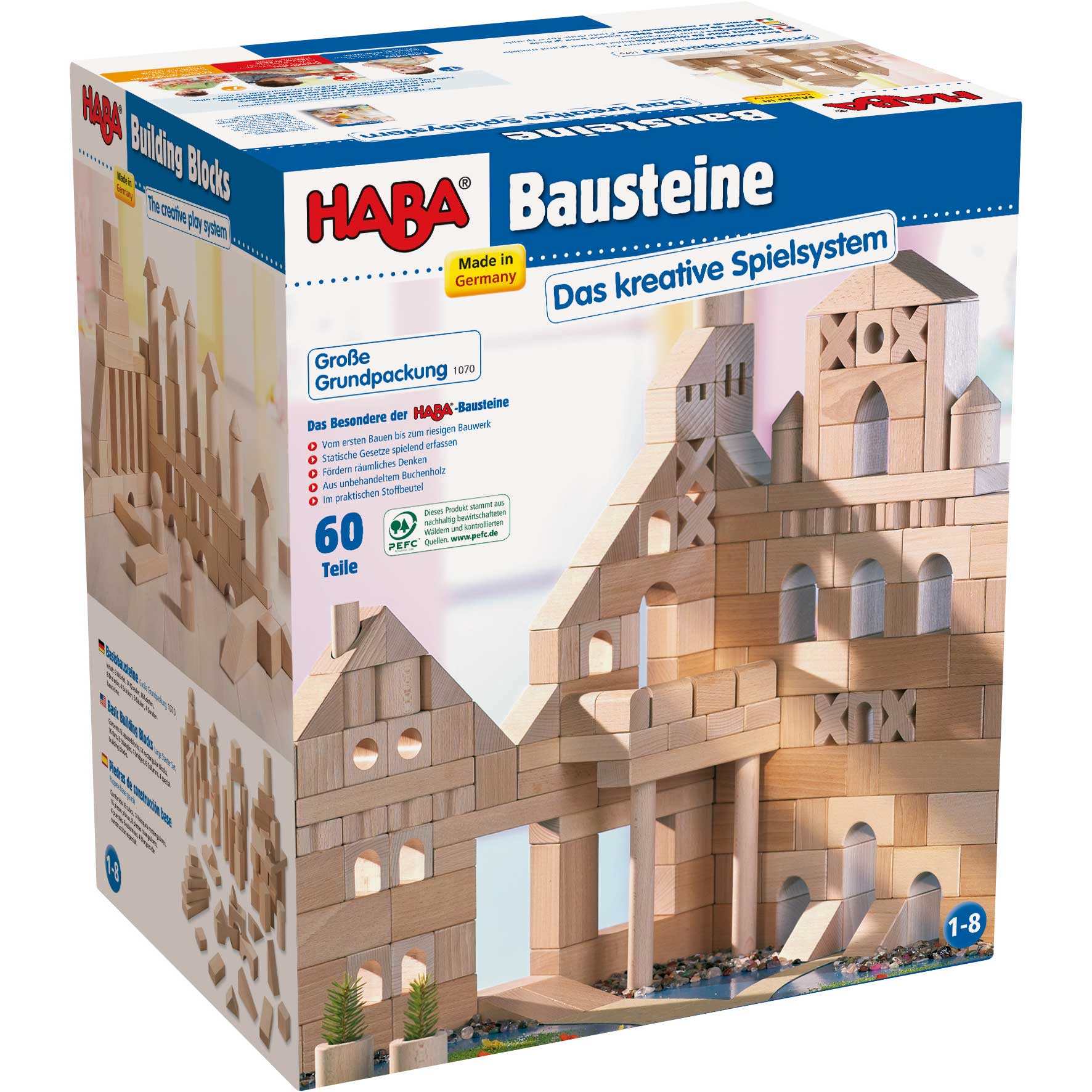 HABA USA Basic Building Blocks 60 Piece Large Starter Set Box