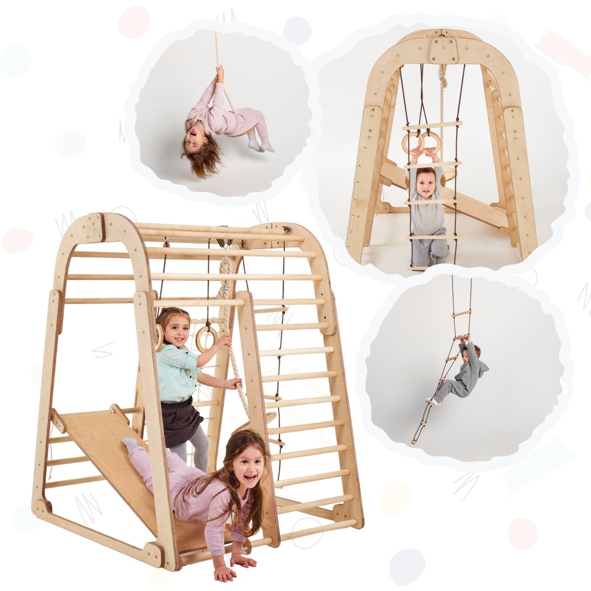 7in1 Indoor Playground + Swings Set + Slide Board + Art Set