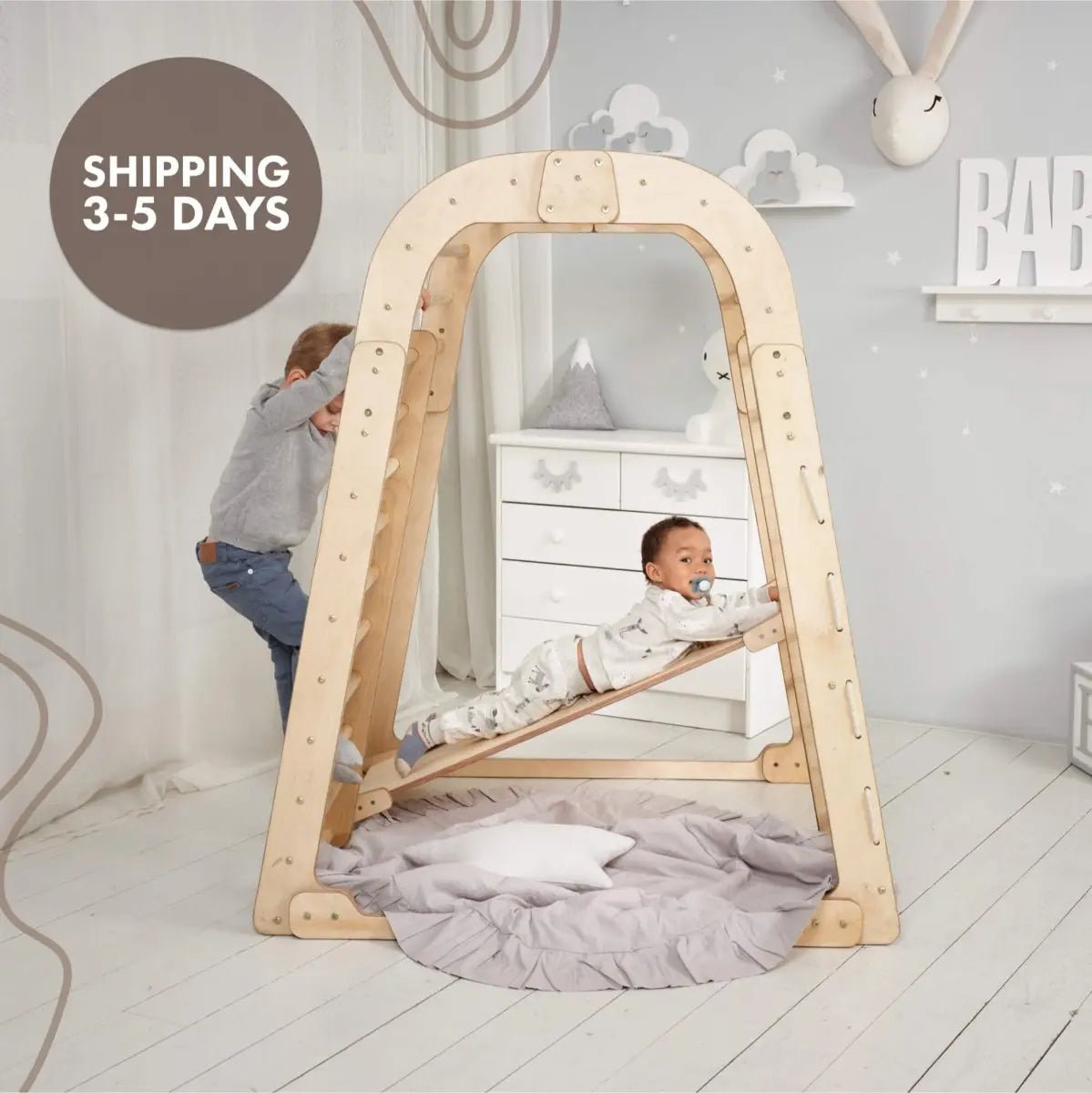 6in1 Indoor Wooden Playground + Swings + Slide