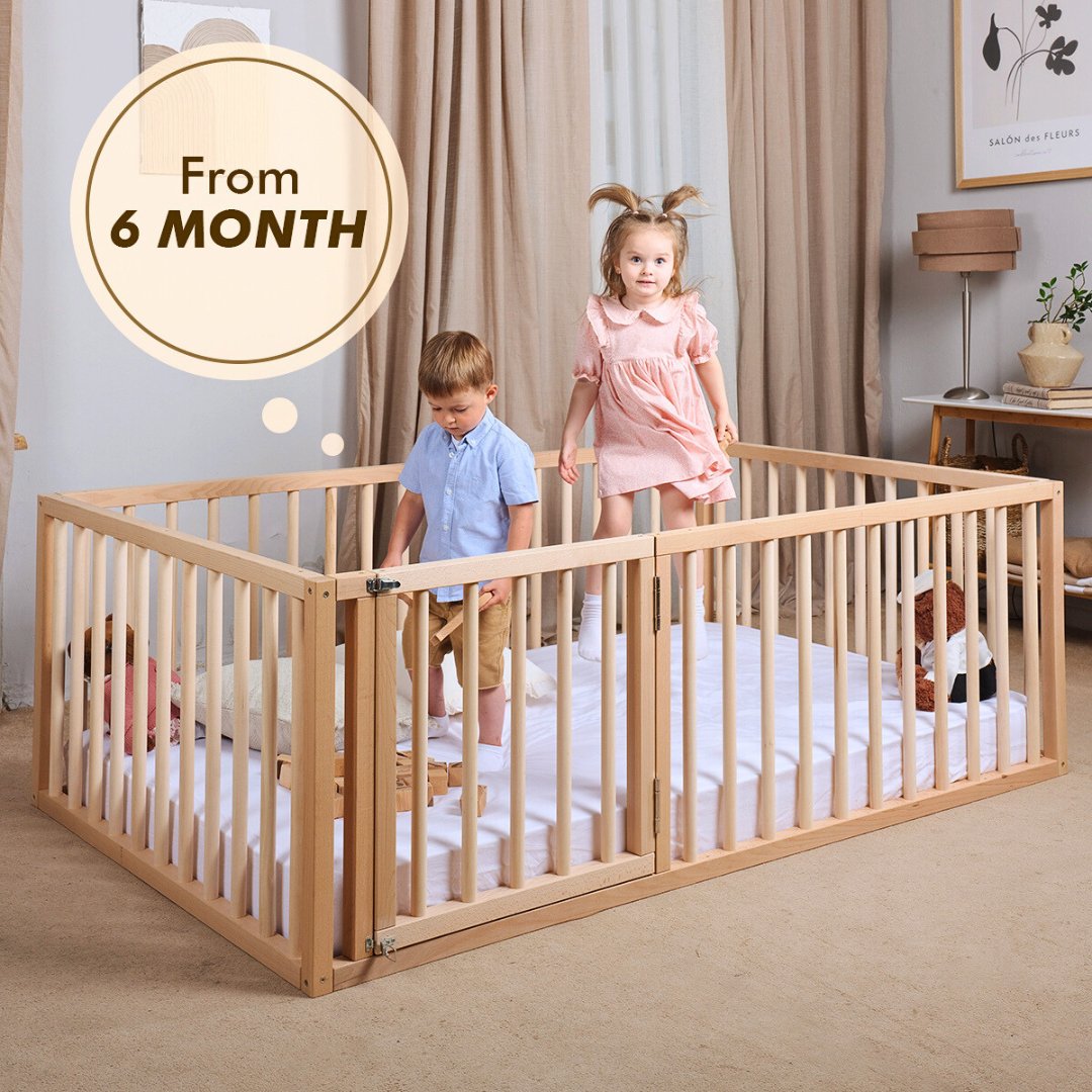 Montessori Floor Bed with Fence | Full Size