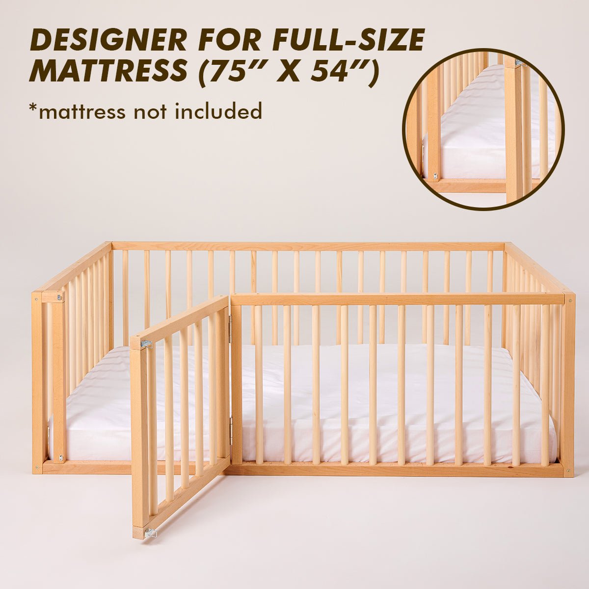 Montessori Floor Bed with Fence | Full Size