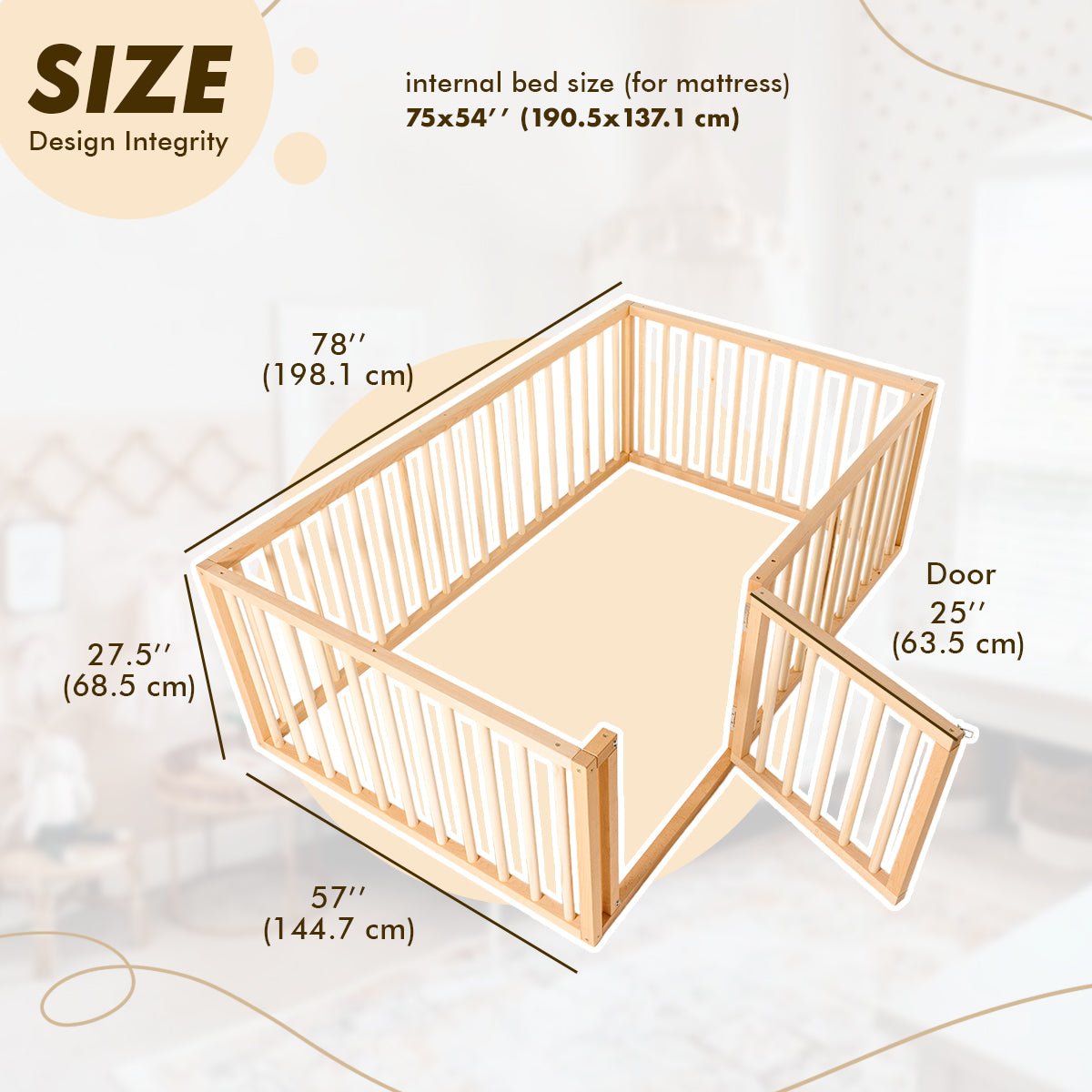 Montessori Floor Bed with Fence | Full Size