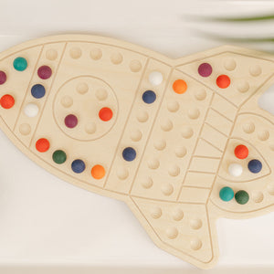 Blueberry and Third Rocketship Activity Board close up